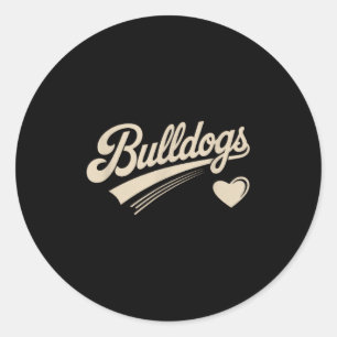Retro Bulldogs Vintage Heart For Men Women Kids  Classic Round Sticker