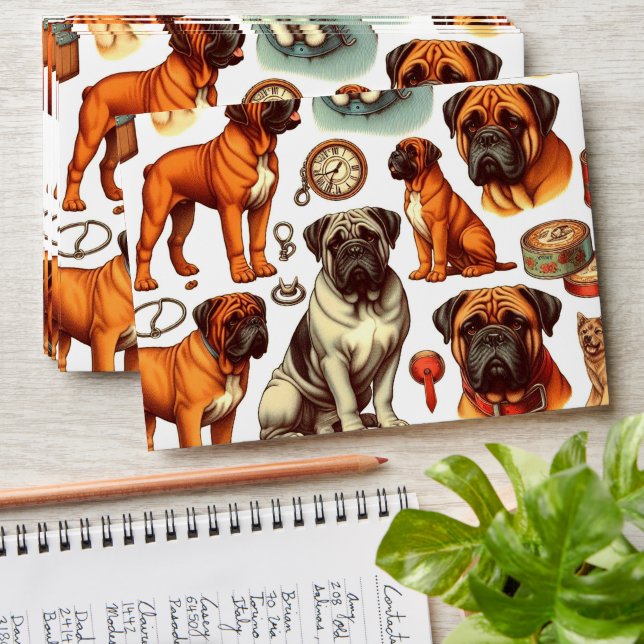 Retro Bullmastiff Seamless Envelope (Stacked)