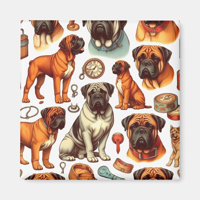 Retro Bullmastiff Seamless Magnet (Front)