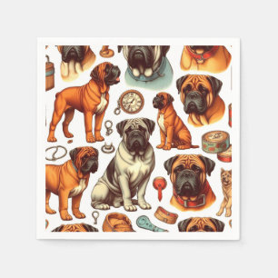 Retro Bullmastiff Seamless Napkin