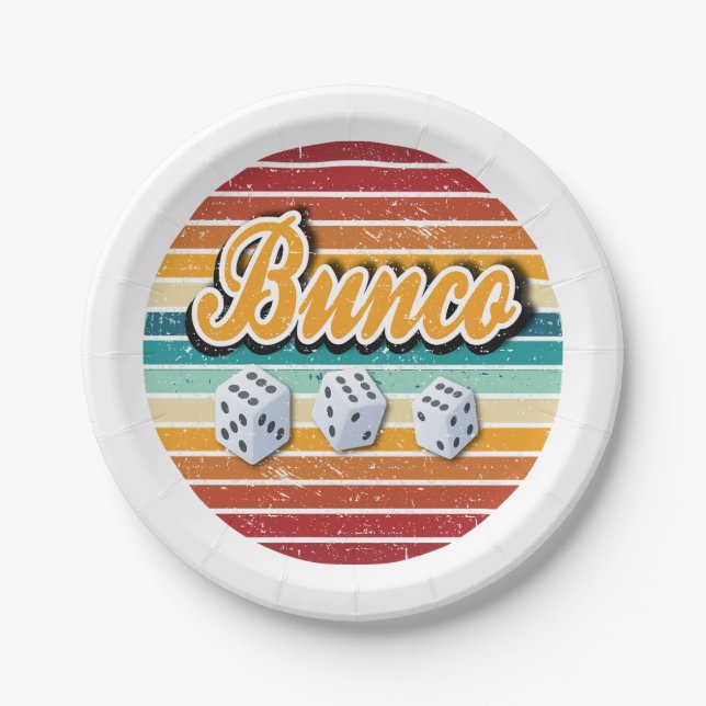 Retro Bunco Party Paper Plate (Front)
