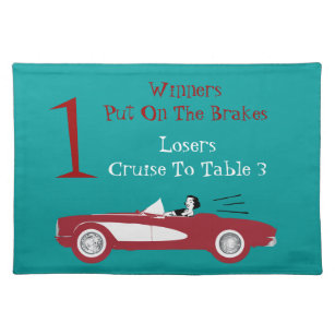 Retro Bunco Red Convertible Table Card #1 Dice Placemat