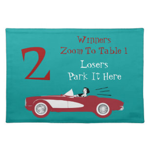 Retro Bunco Red Convertible Table Card #2 Dice Placemat