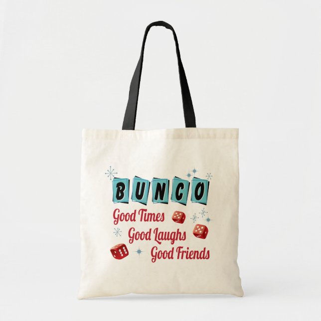 Retro Bunco Red Dice Good Friends Tote Bag (Front)