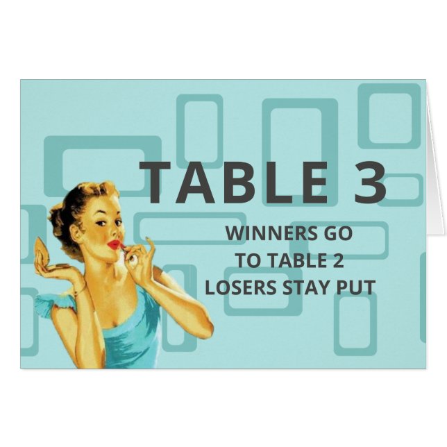 Retro Bunco Table Card For Table 3 (Front Horizontal)
