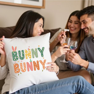 Retro Bunny: Bunny Bunny Bliss Throw Pillow