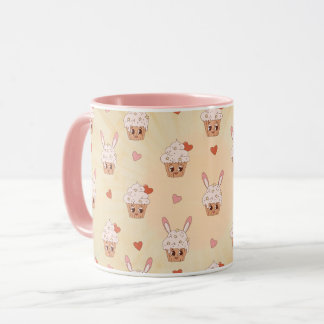 Retro Bunny Cupcakes Pattern Mug
