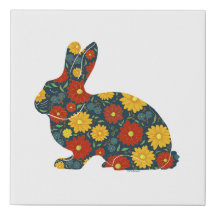 Retro bunny rabbit and flowers