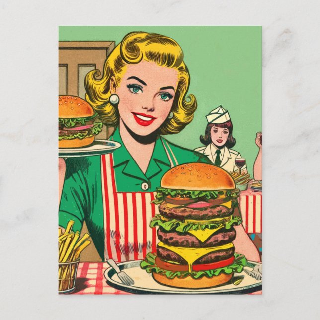 Retro Burger Comics Postcard (Front)