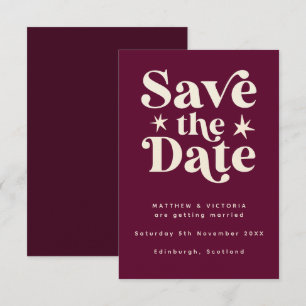 Retro Burgundy Boho Simple Enregistrer la carte Da