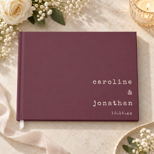Retro Burgundy Typewriter Custom Wedding Guest Book