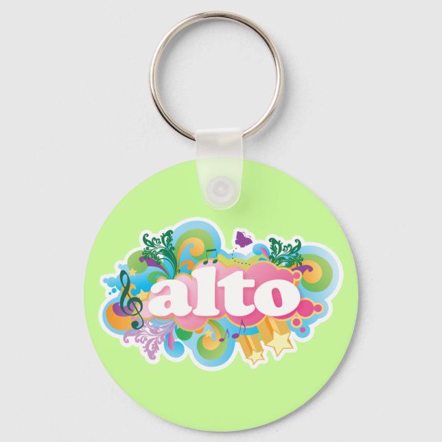 Retro Burst Alto Singer Choir Gift Keychain (Front)