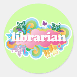 Retro Burst Colourful Librarian Gift Classic Round Sticker