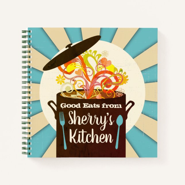 Retro bursting aromas personalized cookbook recipe notebook (Front)