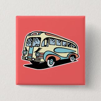 retro bus motor coach 2 inch square button