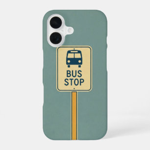 Retro Bus Stop Sign iPhone 16 Case