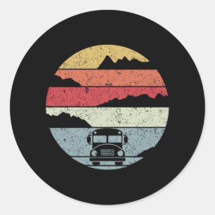 Retro Bus Trip Classic Round Sticker