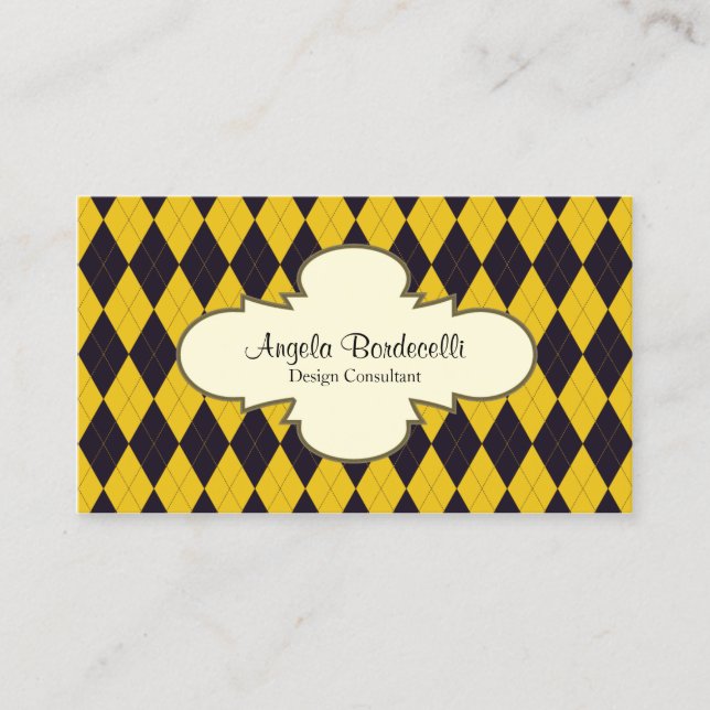 Retro Business Card Decorative Argyle Pattern (Front)