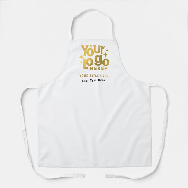 Retro Business Logo QR Code & Text Branding White Apron (Front)