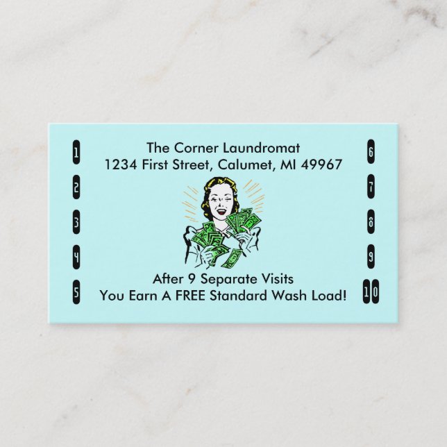 Retro Business Punch Cards Any business happy shop (Front)