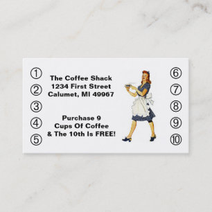 Retro Business Punch Cards Diner happy Waitress