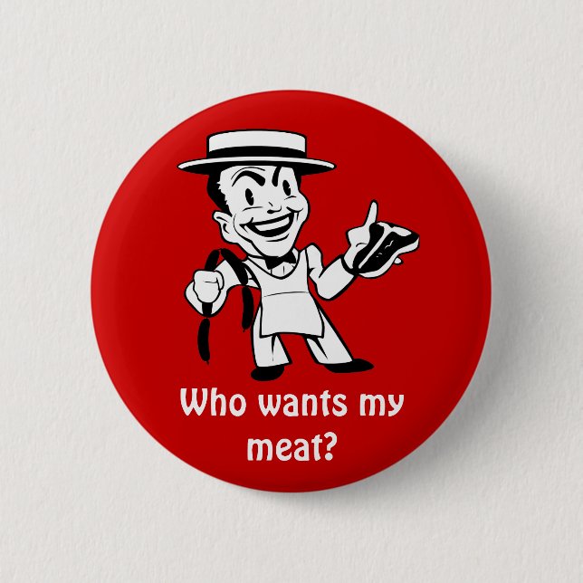 Retro Butcher 2 Inch Round Button (Front)
