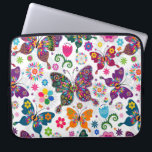 Retro Butterflies & Flowers Laptop Sleeve<br><div class="desc">Cool colourful retro butterflies and flowers pattern</div>