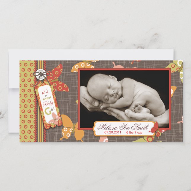 Retro Butterflies Photo Card (Front)