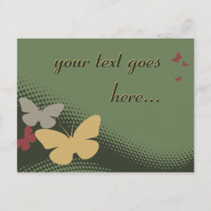 retro butterflies postcard