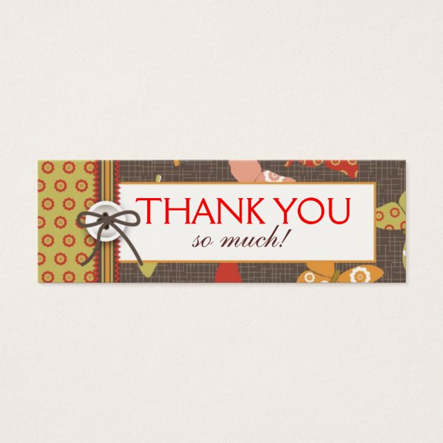 Retro Butterflies TY Skinny Gift Tag 2 (Front)