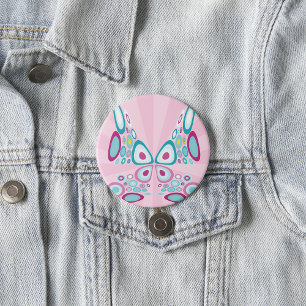 Retro Butterfly Abstract Pop Art 3 Inch Round Button