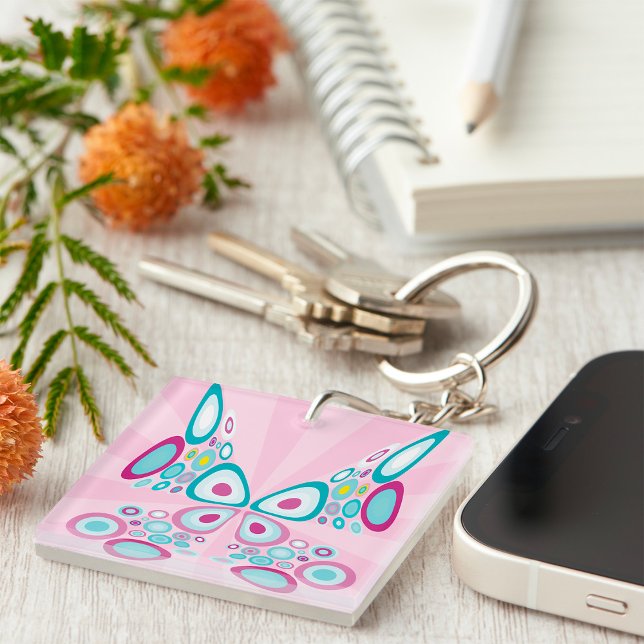 Retro Butterfly Abstract Pop Art  Keychain (Creator Uploaded)