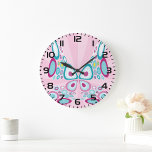 Retro Butterfly Abstract Pop Art  Large Clock<br><div class="desc">Add a touch of elegance and whimsy to your space with this enchanting clock, featuring an abstract butterfly gracefully fluttering across a soft pink background. The delicate, intricate design captures the essence of beauty and serenity, making it a perfect addition to any room that needs a pop of colour and...</div>