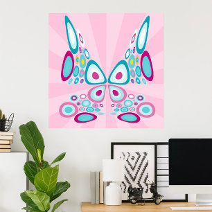 Retro Butterfly Abstract Pop Art  Poster