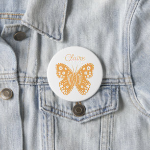Retro Butterfly Birthday Party Favor 3 Inch Round Button