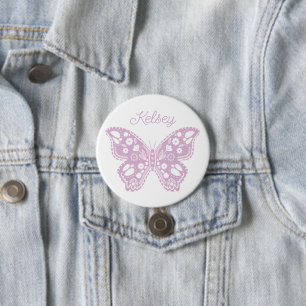 Retro Butterfly Birthday Party Favor 3 Inch Round Button