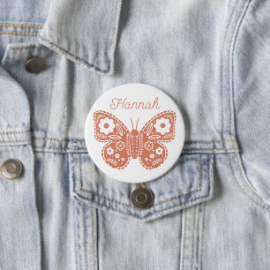 Retro Butterfly Birthday Party Favour 3 Inch Round Button