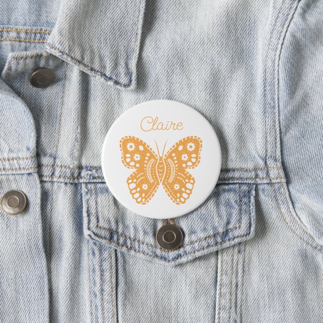 Retro Butterfly Birthday Party Favour 3 Inch Round Button (In Situ)