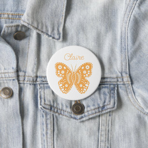 Retro Butterfly Birthday Party Favour 3 Inch Round Button