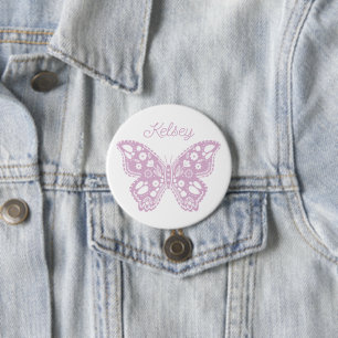 Retro Butterfly Birthday Party Favour 3 Inch Round Button