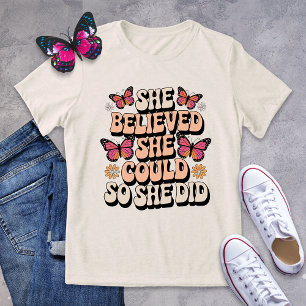 Retro Butterfly Empowerment Tee – She Believed