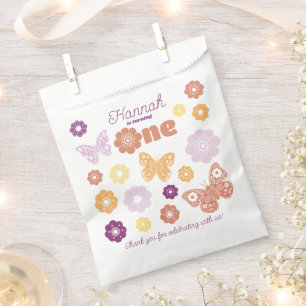 Retro Butterfly First Birthday Favour Bag