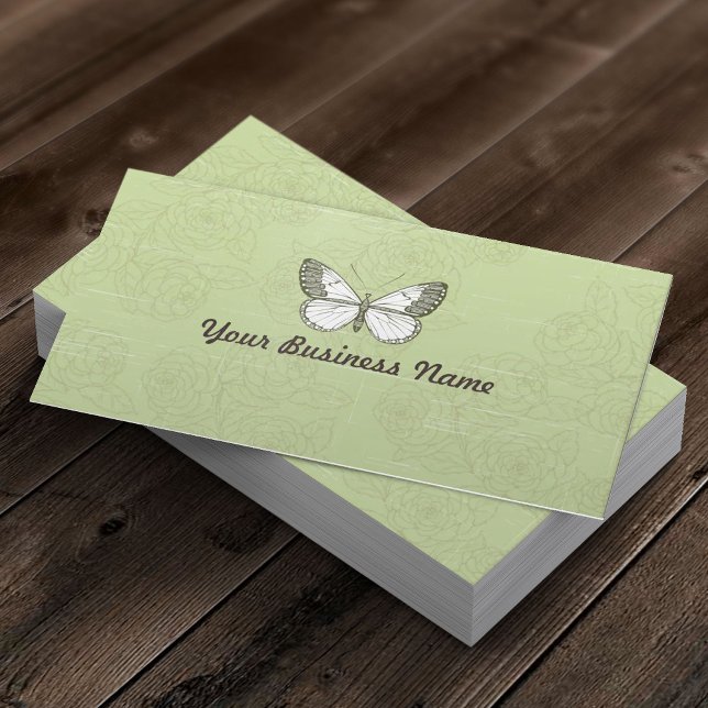 Retro Butterfly & Floral Pattern business card (Creator Uploaded)