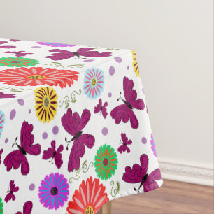 Retro butterfly Floral Pattern Colorul Folk Art  Tablecloth