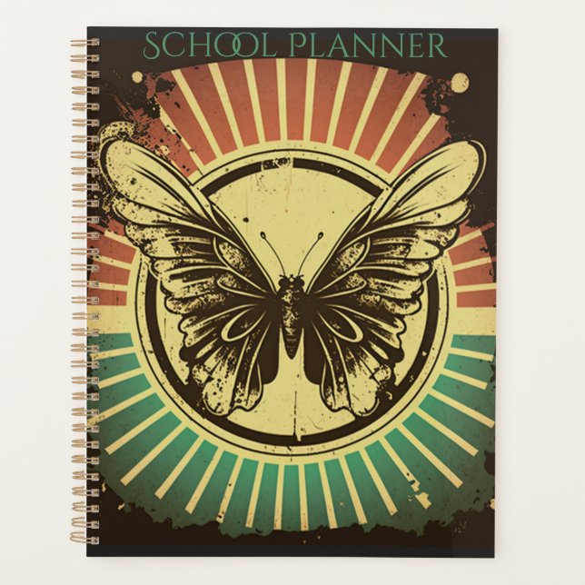 Retro Butterfly School Planner, School Calenda Planner (Front)