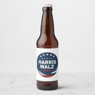 Retro Button Election for Democrats Harris Waltz Beer Bottle Label
