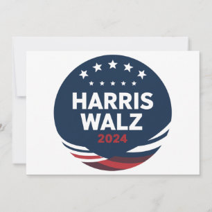 Retro Button Election for Democrats Harris Waltz  Invitation