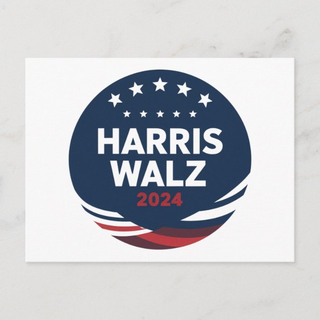 Retro Button Election for Democrats Harris Waltz  Postcard (Front)