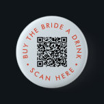 Retro Buy the Bride a Drink Bachelorette Party QR  2 Inch Round Button<br><div class="desc">Bring a modern touch to the bride's bachelorette celebration with this Retro Buy the Bride a Drink Bachelorette Party QR Button. This button seamlessly blends vintage aesthetics with a contemporary twist, showcasing a stylish blue design and a customizable QR code. Capture the essence of retro vibes with a modern edge,...</div>