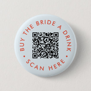 Retro Buy the Bride a Drink Bachelorette Party QR  2 Inch Round Button